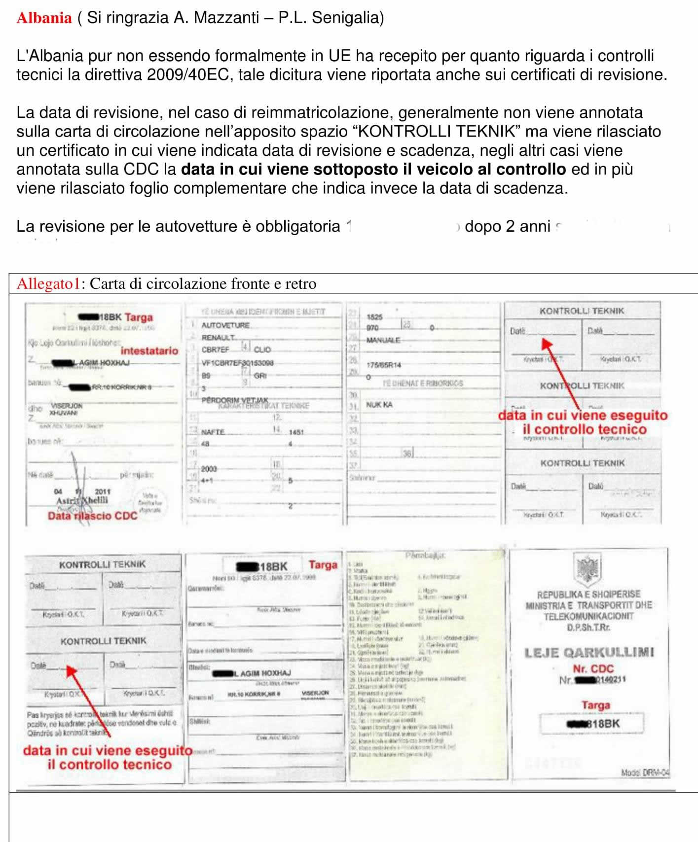 revisione auto albania